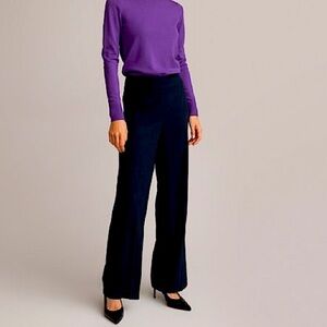 La Redoute Black Wide Straight Leg Pants Stretch Trousers Size 8